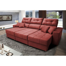 Sofá Retrátil e Reclinável Cama inBox Diamond. 2,52m Tecido Suede Velusoft Vermelho