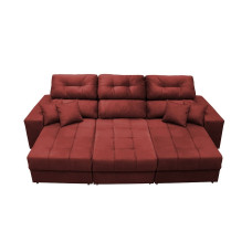 Sofá Retrátil e Reclinável Cama inBox Diamond. 2,52m Tecido Suede Velusoft Vermelho