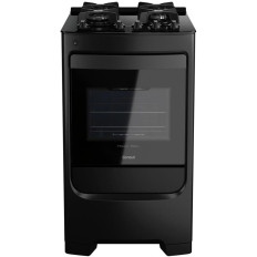 Fogão Consul 4 Bocas Preto CFO4VAE com Mesa de Vidro e Grades Individuais de Ferro Fundido - Bivolt