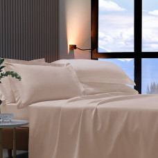 Jogo de Cama Queen 300 Fios 100% Algodão Luxo Liso - Luxor Rosa Chá