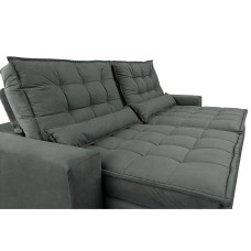 Sofá Retrátil e Reclinável com Molas Ensacadas umabox Gold 2,32m Tecido Suede Velusoft Cinza